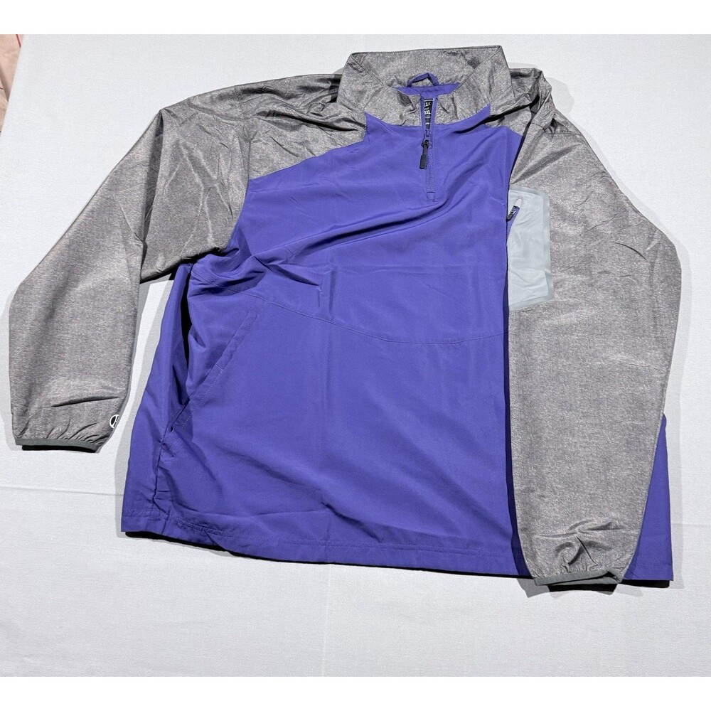 Holloway Long Sleeve 1/4 Zip Pullover 3XL W/Pockets and Tech Pocket Purple/Gray